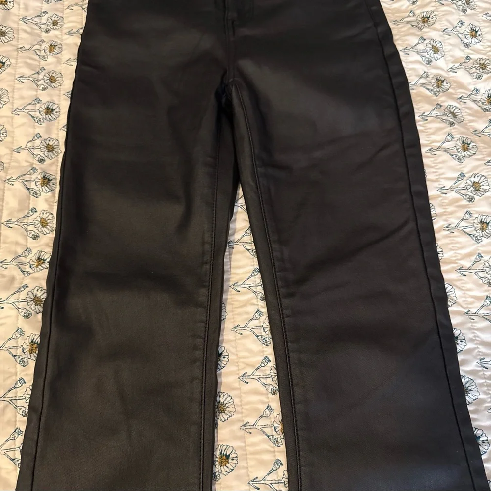 Edikted Black Leather High Waist Flare Pants - Picture 8 of 14